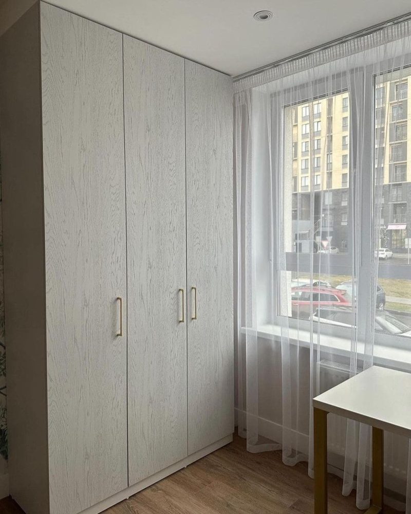 Распашной шкаф серый фото